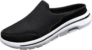 Men's Orthopedic Walking Shoes Slide 2025 Casual Mesh Summer Slip-On Breathable Slippers Solid Color Closed Toe Mens Slingback Mules with Arch-Support