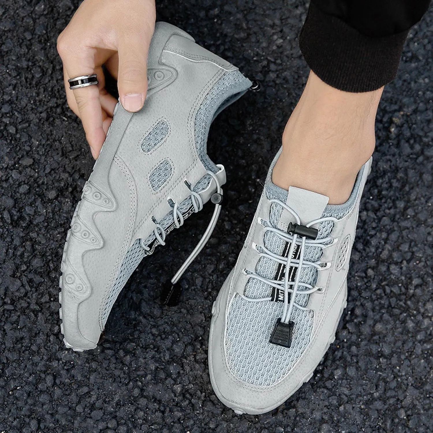 Mens Running Shoes Non-Slip Barefoot Footwear Wading Sneakers Slip On Platform Casual Trainers Comfortable Sneaker Mesh Lightweight Breathable Outdoor Shoes