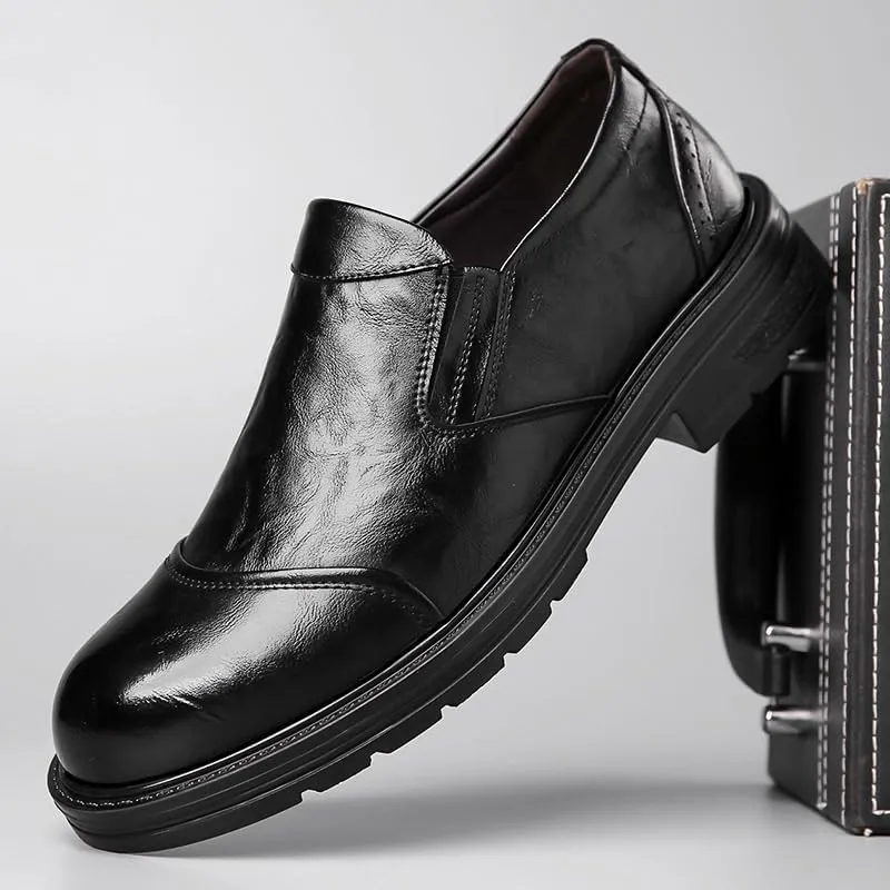 Men's Slip-Ons Loafers Classic Formal Business Oxfords Shoes Breathable Leather Wingtip Brogue for Men