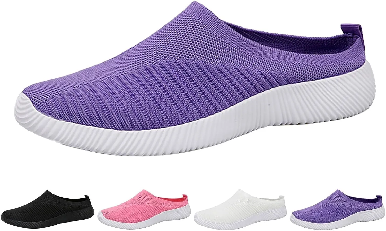 Mens Slippers with Arch Support Casual Mules Slip On Shoes Women Comfort Casual Shoes Trendy Platform Sneakers Waterproof Tennis Shoe White Loafers