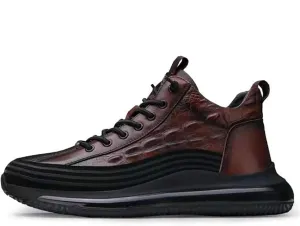 Men's Spring and Autumn High Top Casual Shoes Non Slip All Day Wear Comfortable Breathable Flat Bottom Leisure Sports Shoes Lace up Soft Sole