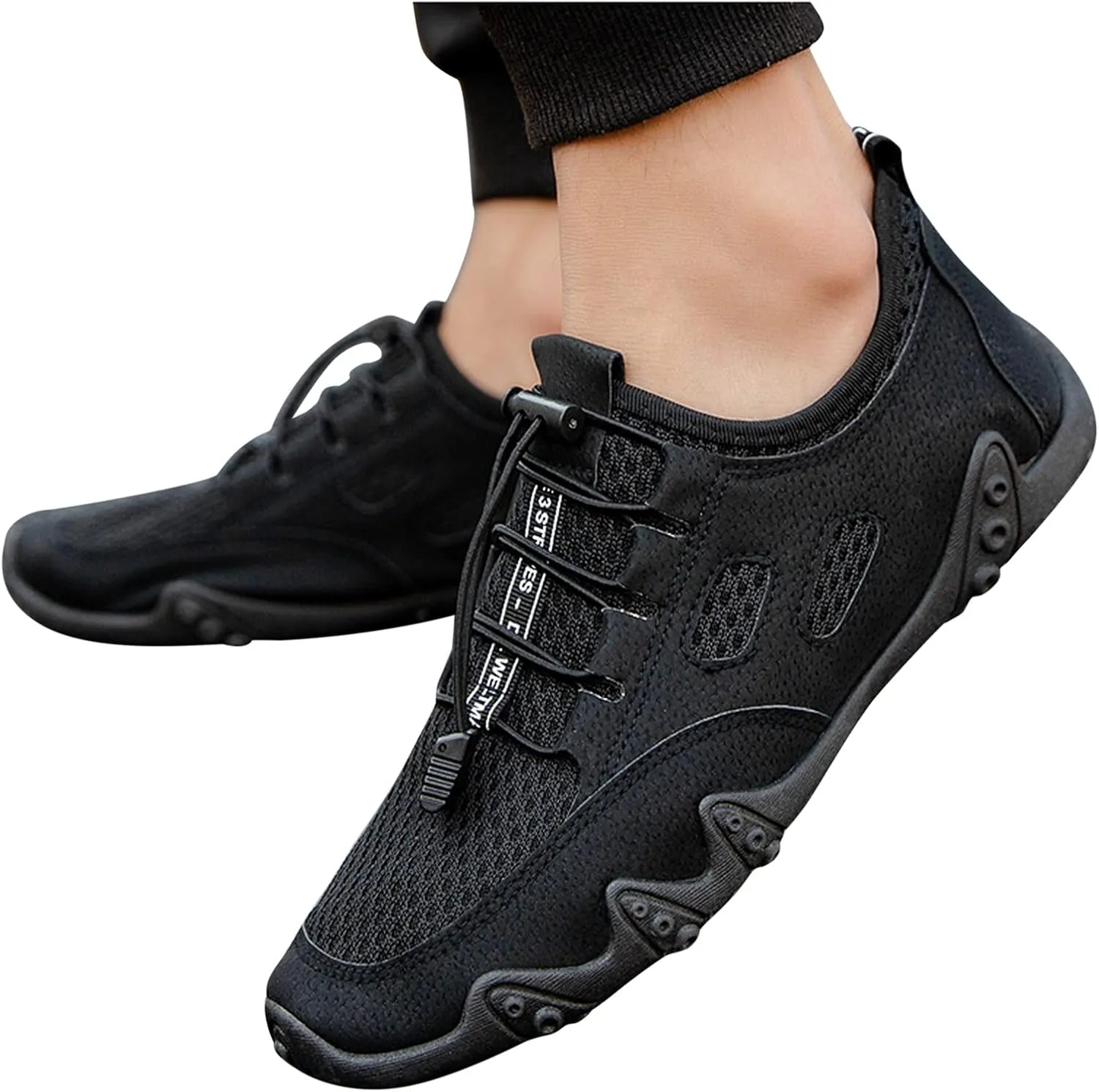 Mens Summer Mesh Hiking Sneaker Breathable Solid Color Casual Running Shoes Comfortable Summer Flat Lighweight Sneakers Low Top Comfy Outdoor Walking Shoes