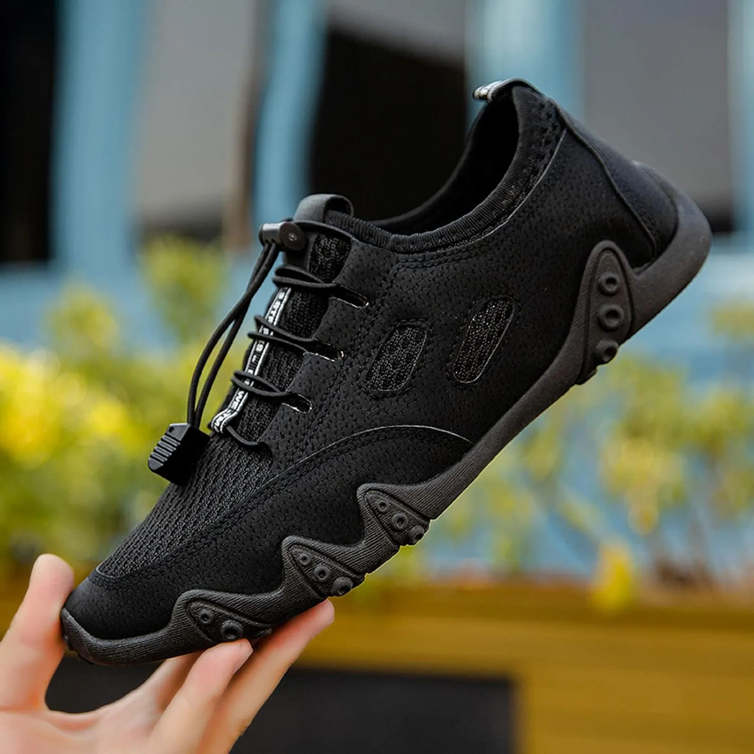 Mens Summer Mesh Hiking Sneaker Breathable Solid Color Casual Running Shoes Comfortable Summer Flat Lighweight Sneakers Low Top Comfy Outdoor Walking Shoes