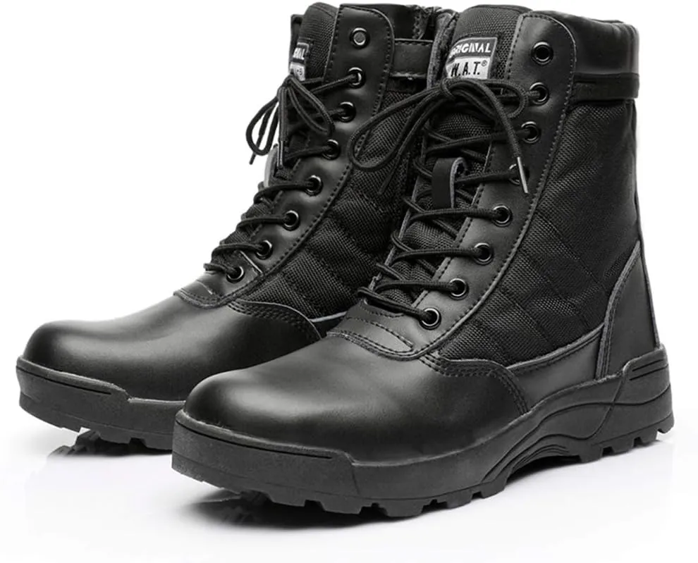 Men's Tactical Boot Lightweight High-Tops Breathable Combat Boots Outdoor Security Military Boots,Black- 44/UK 9.5/US 10