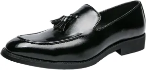 Men's Tassel Loafers – Breathable Vegan Leather, Burnished Toe, Slip-Resistant, Flat Heel, Comfortable Casual Slip-Ons for Outdoor & Everyday Wear