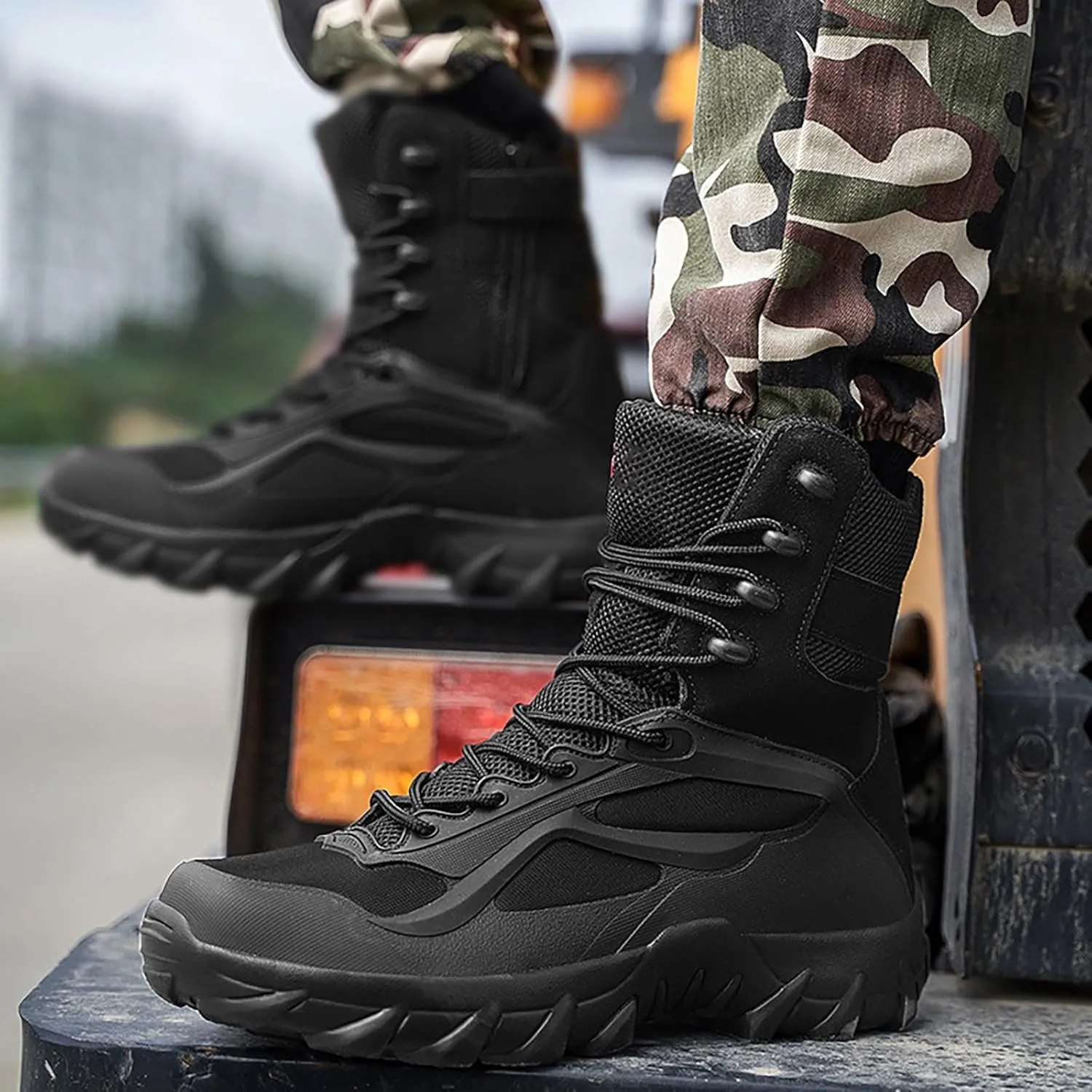 Mens Waterproof Hiking Boots Military Tactical Boots Combat Boots Breathable Police Patrol Boots Army Boots