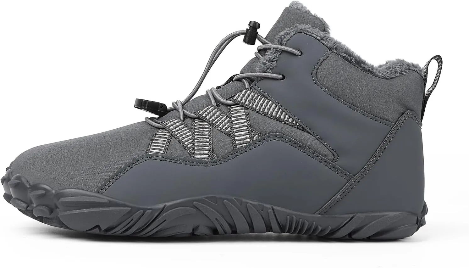 Men's Women's Winter Snow Boots, Slip On Warm Fur Lined Zero Drop Barefoot Hiking Boots, Wide Toe Box Ankle Booties, Minimalist Waterproof Non-Slip Sneakers Hike Shoes for Hiking Walking Outdoor