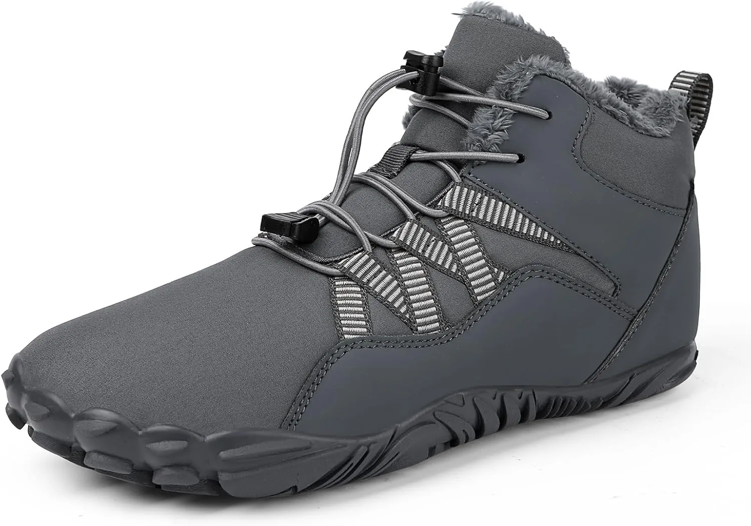 Men's Women's Winter Snow Boots, Slip On Warm Fur Lined Zero Drop Barefoot Hiking Boots, Wide Toe Box Ankle Booties, Minimalist Waterproof Non-Slip Sneakers Hike Shoes for Hiking Walking Outdoor