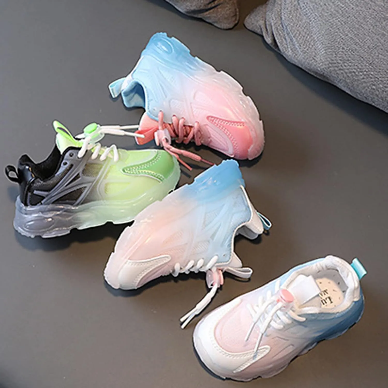 Mesh Breathable Light up Sneakers for Toddler Baby Infant Boys Rubber Sole Lace First Walking Sport Shoes Comfy Casual