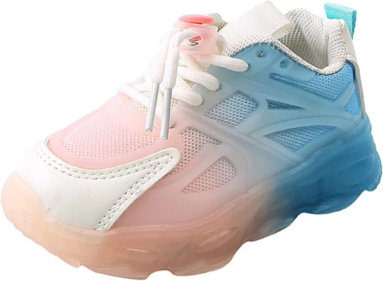 Mesh Breathable Light up Sneakers for Toddler Baby Infant Boys Rubber Sole Lace First Walking Sport Shoes Comfy Casual
