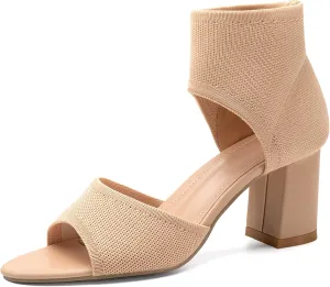 MOUSSE FIT Women's Block Heel Sandals, Casual Summer Shoes, Non-Slip Rubber Sole, Breathable Design