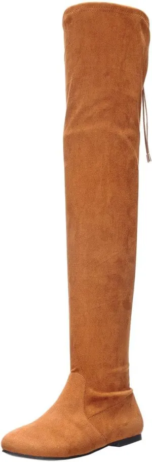 Nature Breeze Vickie-41TH Women's Stretchy Thigh High Flat Heel Boot