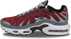 Nike Air Max Plus Big Kids Shoes, Team Red White Black Cool Grey 602, 5 Big Kid