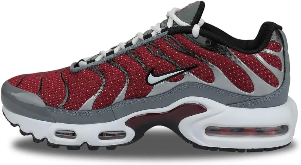 Nike Air Max Plus Big Kids Shoes, Team Red White Black Cool Grey 602, 5 Big Kid