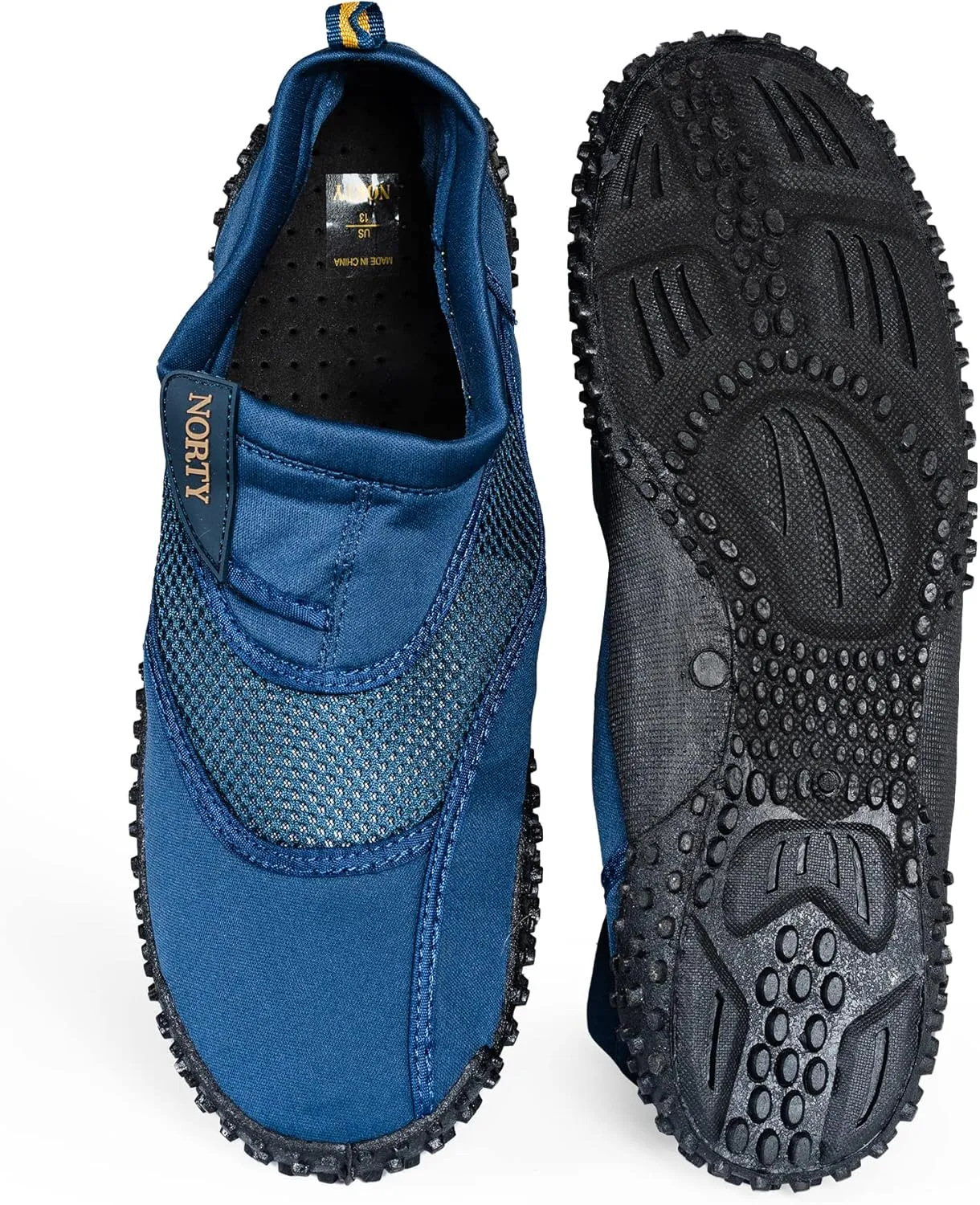 NORTY Mens Big Sizes 13-18 Aqua Sock Wave Water Shoes - Waterproof Slip-Ons for Pool, Beach and Sports