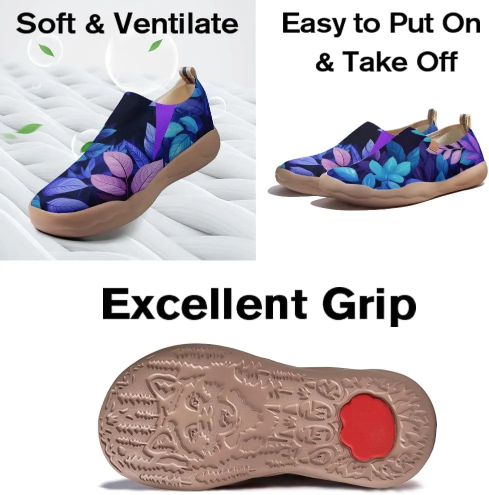 Onehorse Women's Slip-Ons Loafers Flowers Artistic Shoes Lightweight Comfortable Casual Travel Footwear