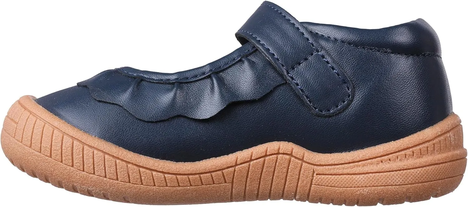 Oomphies Amina Ruffled Mary Jane Shoes for Girls  Comfy Slip On Dress Shoes with Hook & Loop Closure and Cushion Footbed