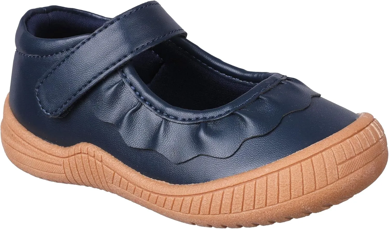 Oomphies Amina Ruffled Mary Jane Shoes for Girls  Comfy Slip On Dress Shoes with Hook & Loop Closure and Cushion Footbed