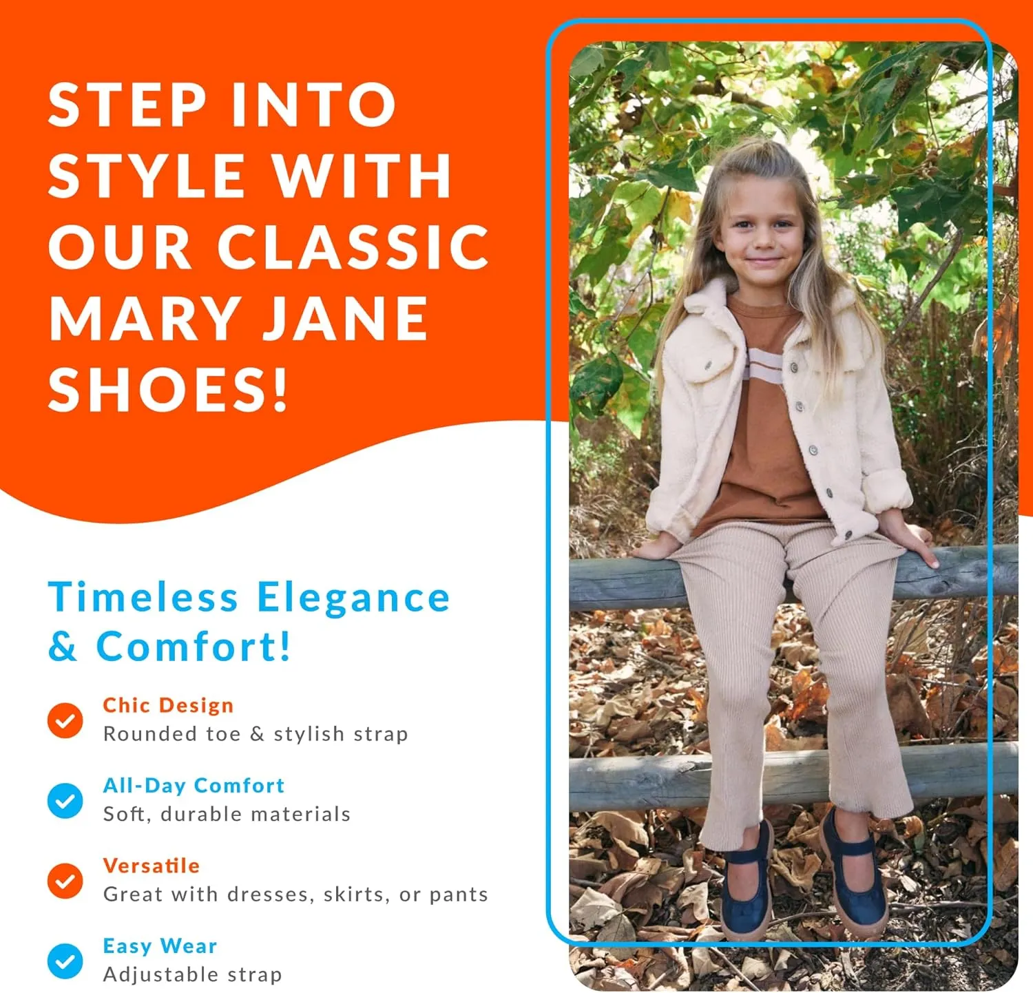 Oomphies Amina Ruffled Mary Jane Shoes for Girls  Comfy Slip On Dress Shoes with Hook & Loop Closure and Cushion Footbed