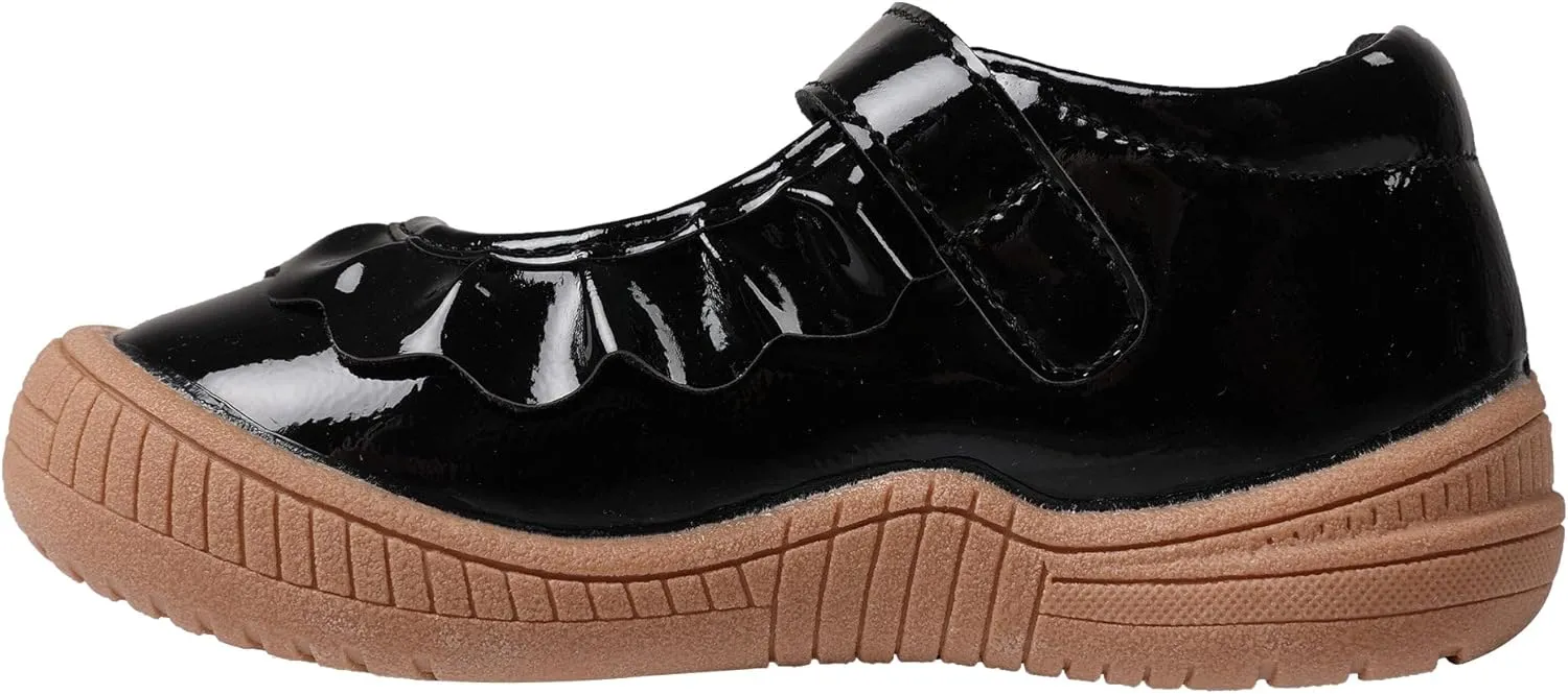 Oomphies Amina Ruffled Mary Jane Shoes for Girls  Comfy Slip On Dress Shoes with Hook & Loop Closure and Cushion Footbed