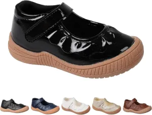 Oomphies Amina Ruffled Mary Jane Shoes for Girls  Comfy Slip On Dress Shoes with Hook & Loop Closure and Cushion Footbed