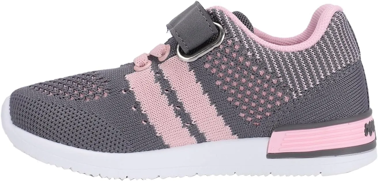 Oomphies Wynn Girls Athletic Sneakers  Breathable Knit Upper, Hook & Loop Closure, Cushioned Insole & Durable Design