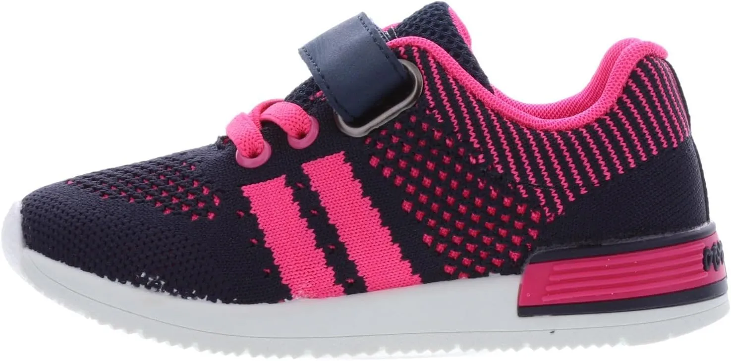 Oomphies Wynn Girls Athletic Sneakers  Breathable Knit Upper, Hook & Loop Closure, Cushioned Insole & Durable Design