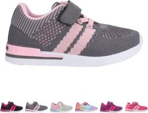 Oomphies Wynn Girls Athletic Sneakers  Breathable Knit Upper, Hook & Loop Closure, Cushioned Insole & Durable Design