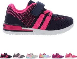 Oomphies Wynn Girls Athletic Sneakers  Breathable Knit Upper, Hook & Loop Closure, Cushioned Insole & Durable Design