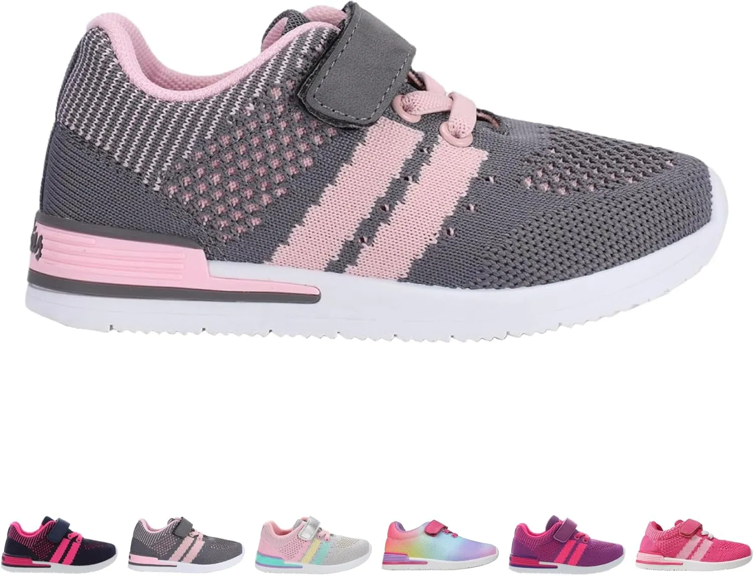 Oomphies Wynn Girls Athletic Sneakers  Breathable Knit Upper, Hook & Loop Closure, Cushioned Insole & Durable Design