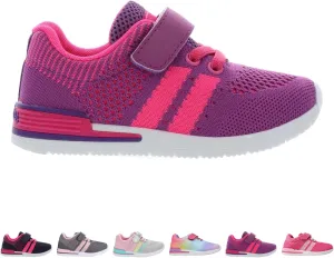 Oomphies Wynn Girls Athletic Sneakers  Breathable Knit Upper, Hook & Loop Closure, Cushioned Insole & Durable Design