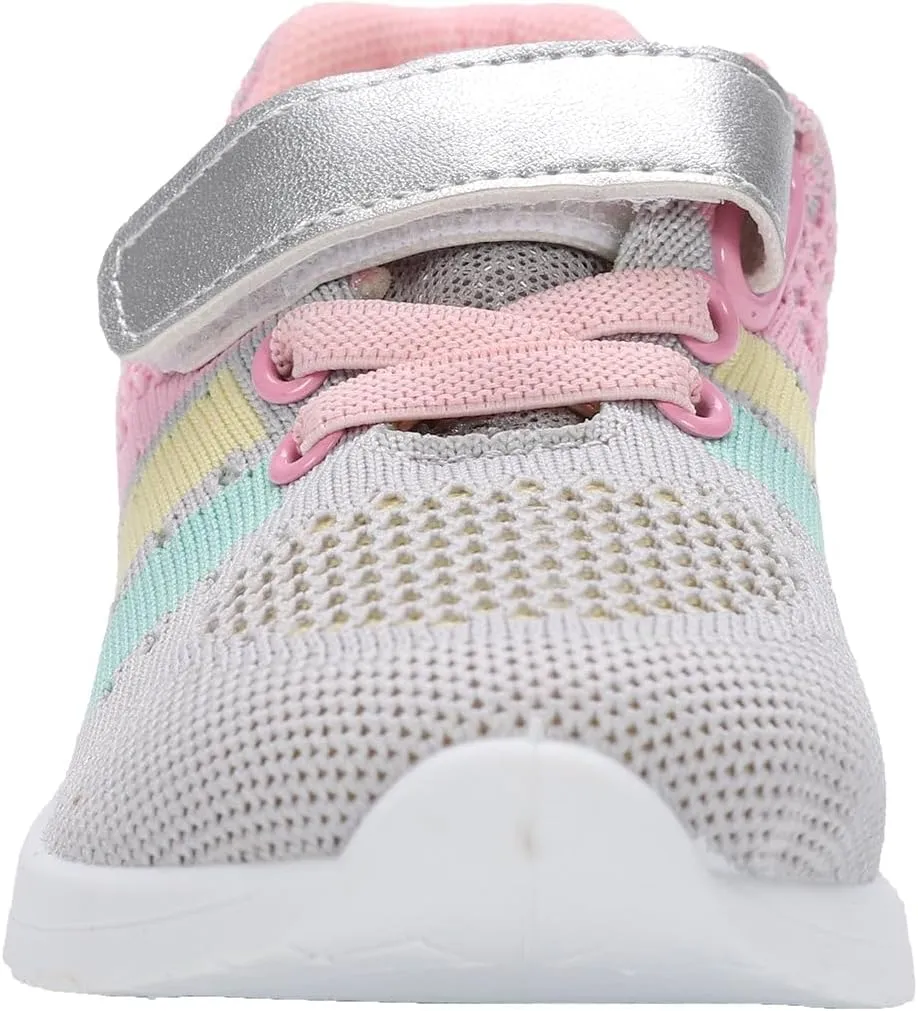 Oomphies Wynn Girls Athletic Sneakers  Breathable Knit Upper, Hook & Loop Closure, Cushioned Insole & Durable Design