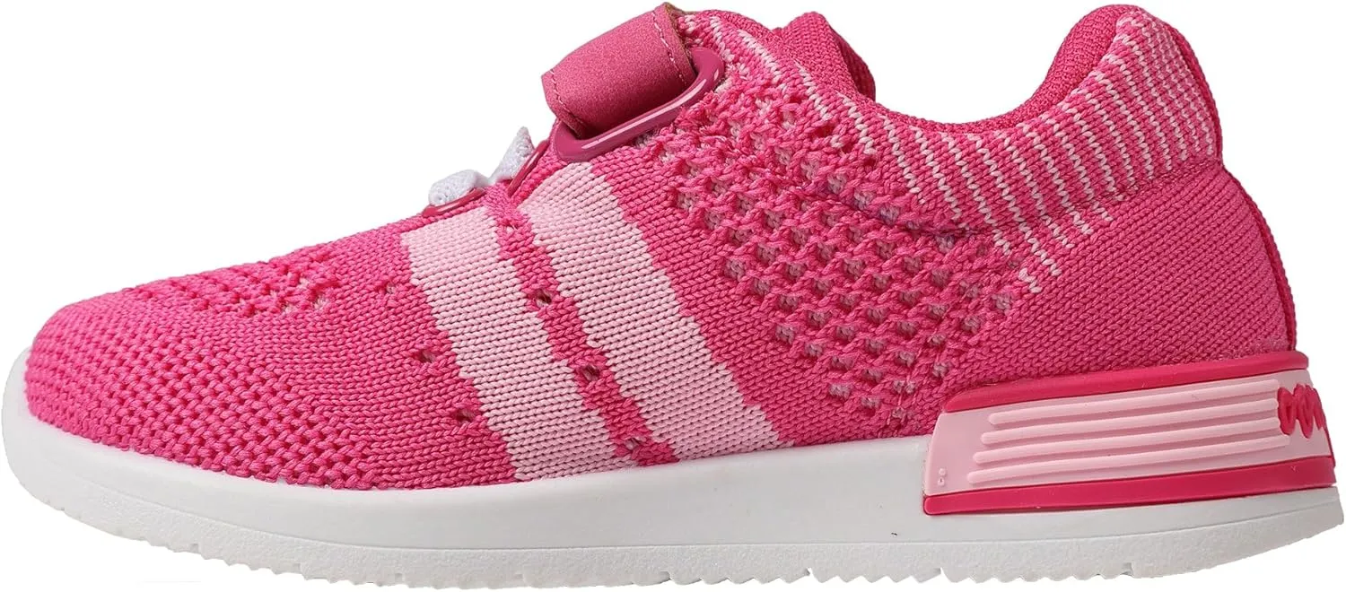 Oomphies Wynn Girls Athletic Sneakers  Breathable Knit Upper, Hook & Loop Closure, Cushioned Insole & Durable Design