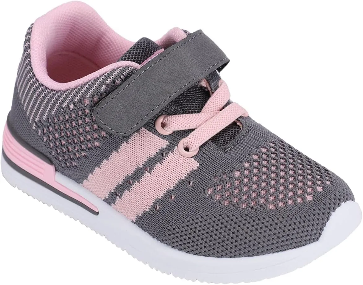 Oomphies Wynn Girls Athletic Sneakers  Breathable Knit Upper, Hook & Loop Closure, Cushioned Insole & Durable Design
