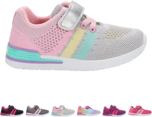 Oomphies Wynn Girls Athletic Sneakers  Breathable Knit Upper, Hook & Loop Closure, Cushioned Insole & Durable Design