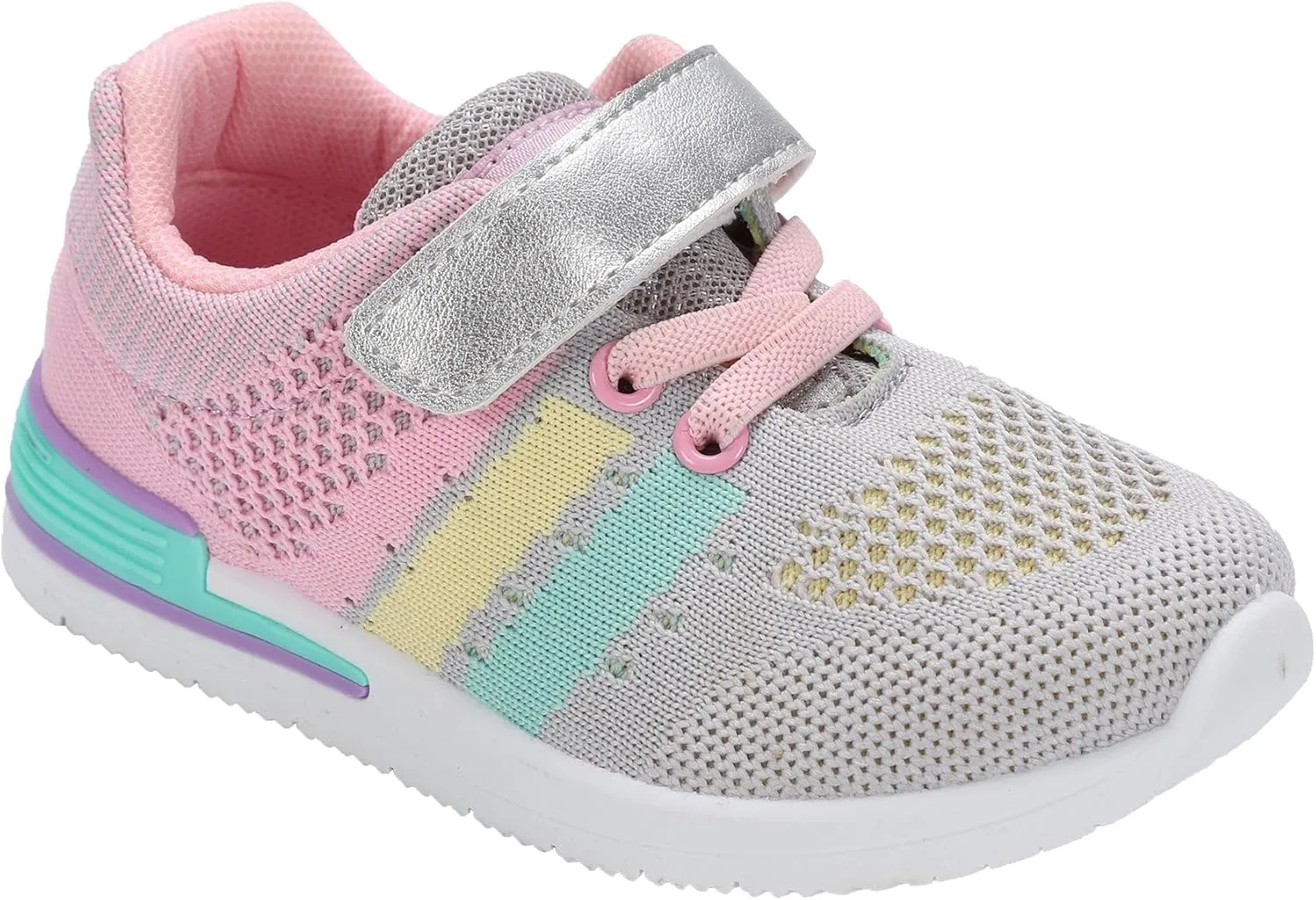 Oomphies Wynn Girls Athletic Sneakers  Breathable Knit Upper, Hook & Loop Closure, Cushioned Insole & Durable Design