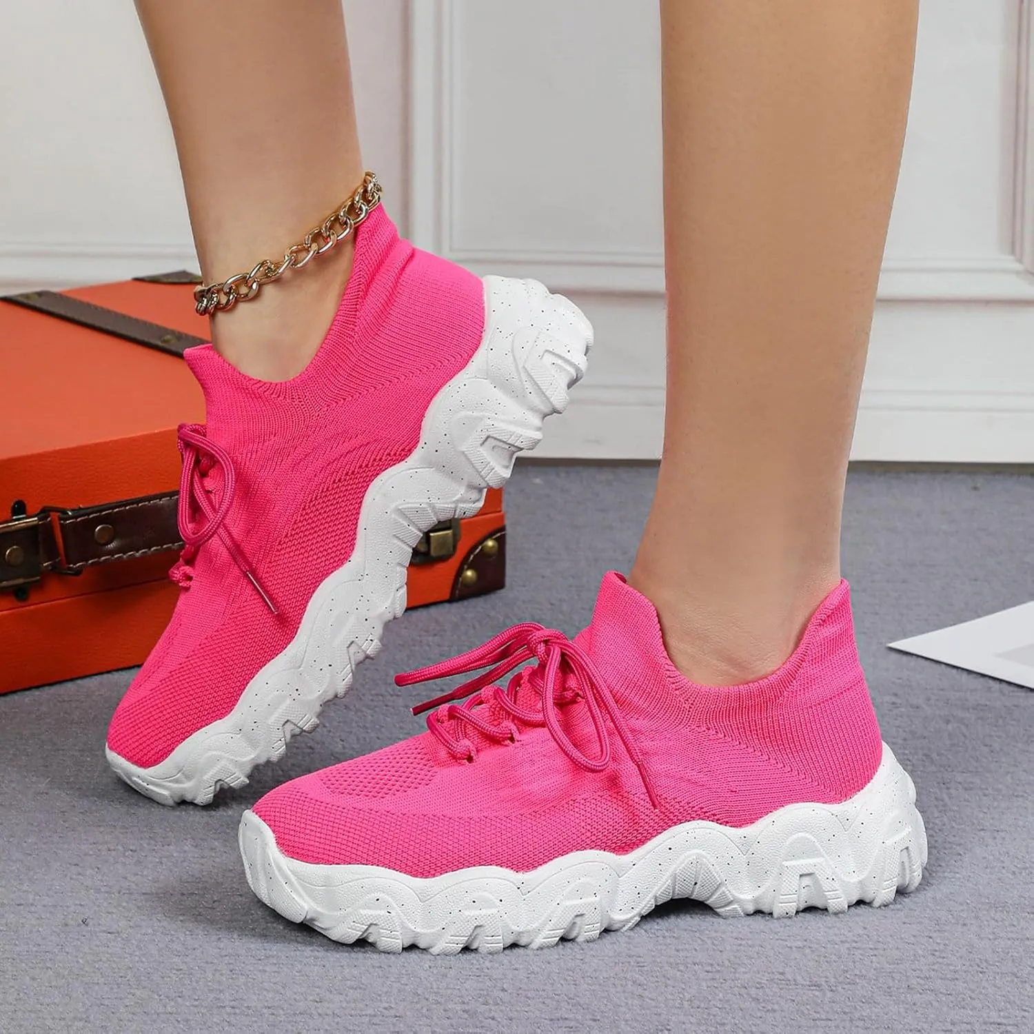 Ortho Pro Shoes for Women Wide Width Mesh Lace Lightweight Low-Cut Sneakers Comfortable Ankle Socks Non Slip Walking Sneakers Mesh Orthopedic Breathable Shoes