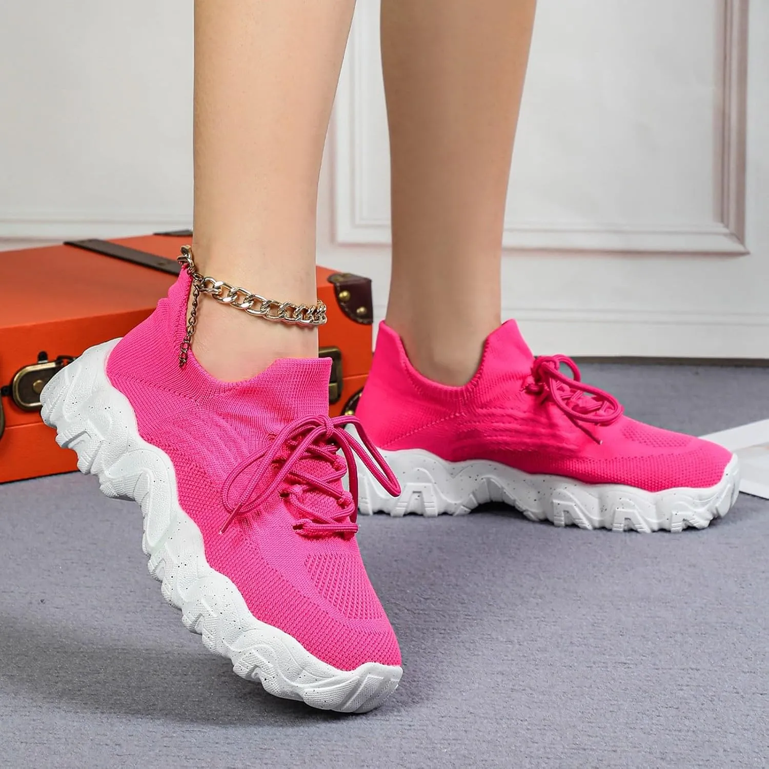 Ortho Pro Shoes for Women Wide Width Mesh Lace Lightweight Low-Cut Sneakers Comfortable Ankle Socks Non Slip Walking Sneakers Mesh Orthopedic Breathable Shoes