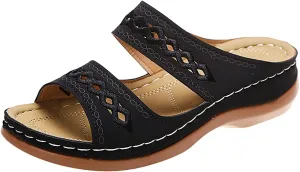 Orthopedic Sandals for Women Lightweight Athletic Slip On Sandals Casual Vintage Flats Embroidered Slippers Arch Support Walking Sandles