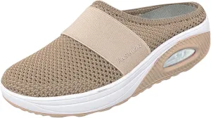 Orthopedic Shoes for Women Mesh Air-Cushion Slip-On Walking Shoes with Arch-Support No Heel Casual Breathable Lightweight Sneakers for Outdoor Walking