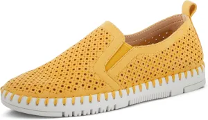PATRIZIA Surfie Women's Slip-On Shoes – Perforated Microfiber with Leather Insole, Flexible Rubber Sole, and 1" Heel for All-Day Comfort