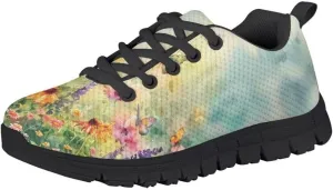 Pinupub Kids Tie Lace Sneakers for Boys Girls Non Slip Durable Running Athletic Tennis Sports Shoes