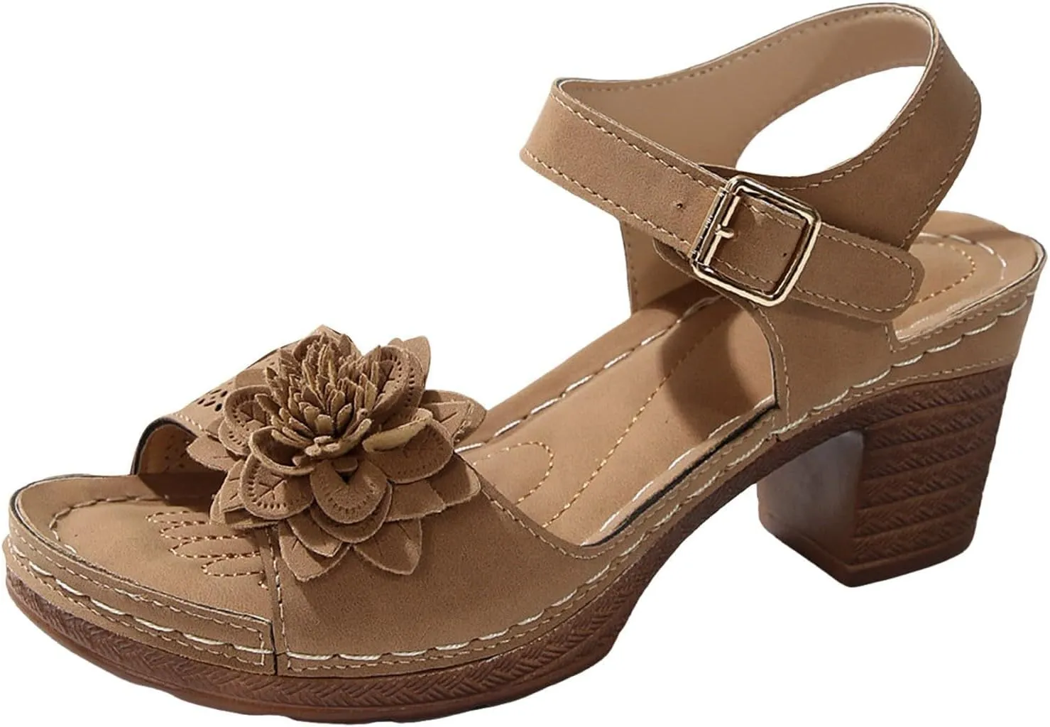 Platform Heels for Women Block Chunky Wedges High Heel Sandals Ankle Strap Open Toe Slip-on Sandals Casual Summer Beach Pumps