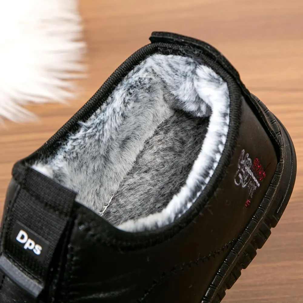 Plus-Size Men's Winter Warm Wool-Lined Slip-on Sneakers Non-Slip, Thick-Soled, Comfortable Walking Shoes for Daily Wear