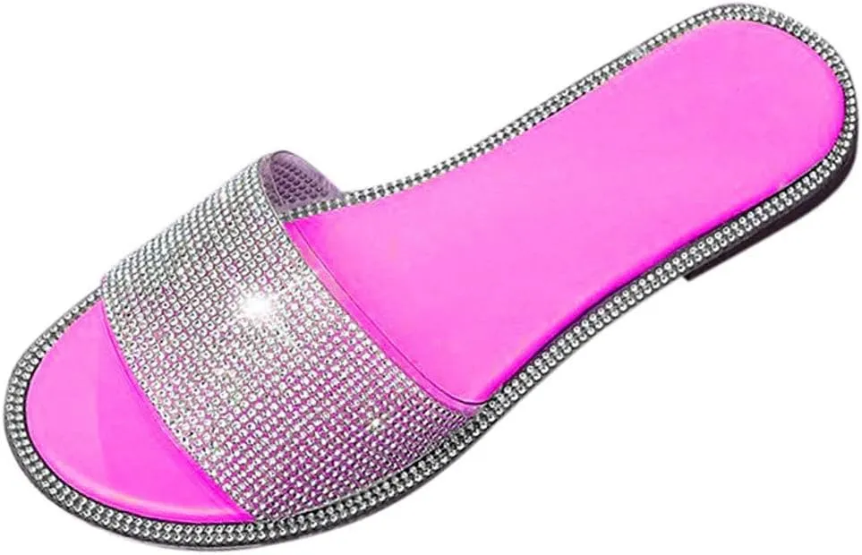 Retro Rhinestone Flat Sandals Women Sandals Sparkly Women Sandals Flat Sandals Flip Flop Gladiator Sandals for Women