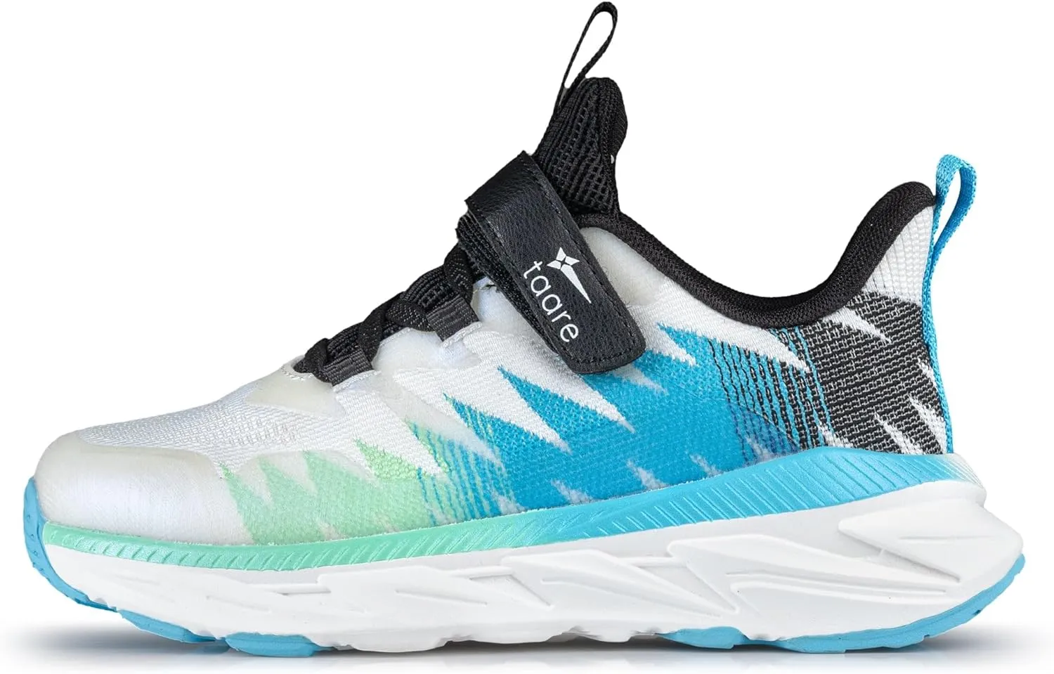 Running Shoes for Little Kids (4 to 8 Years) - Boys Girls - Comfortable & Lightweight Sneakers with Strap Closure - for School, Sports, Athletics, Gym Size 2.5Y US White/Blue/Green