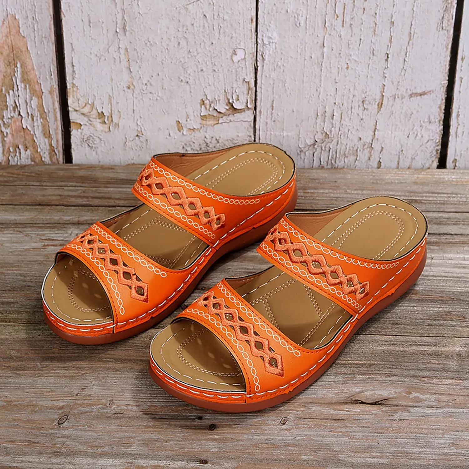 Sandalias para Mujer Elegantes, Women Premium Orthopedic Open Toe Sandals Retro Anti-Slip Summer Casual Sandals