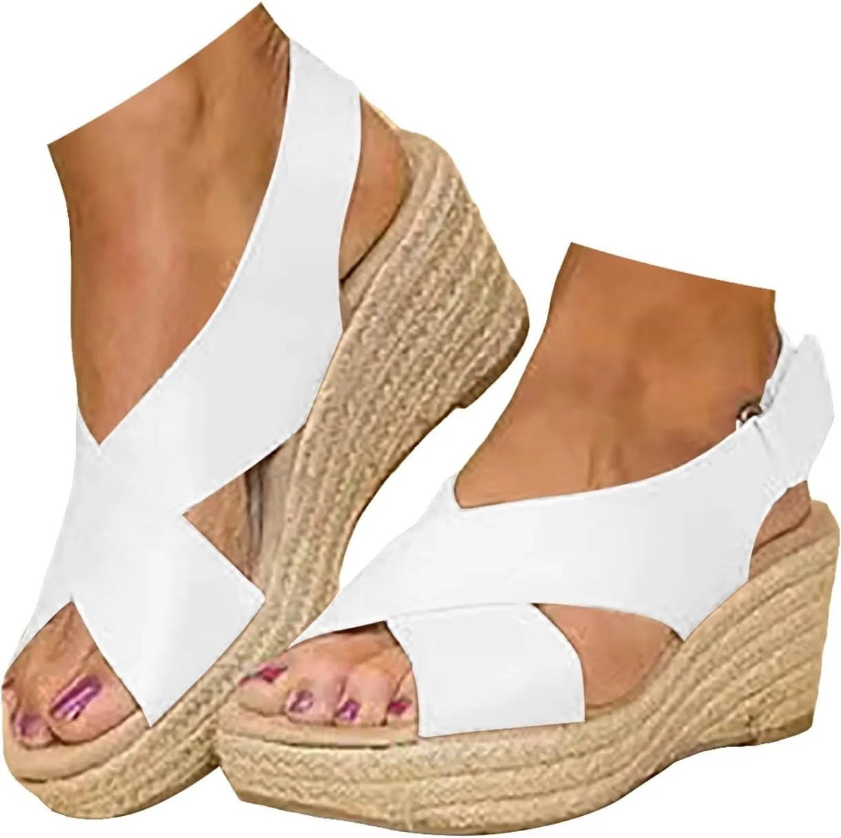 Sandals for Women Dressy, Summer Sandals for Women Strappy Platform Sandals Close Toe Wedge Shoes Comfy Sandals