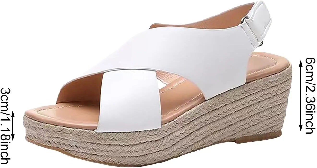 Sandals for Women Dressy, Summer Sandals for Women Strappy Platform Sandals Close Toe Wedge Shoes Comfy Sandals
