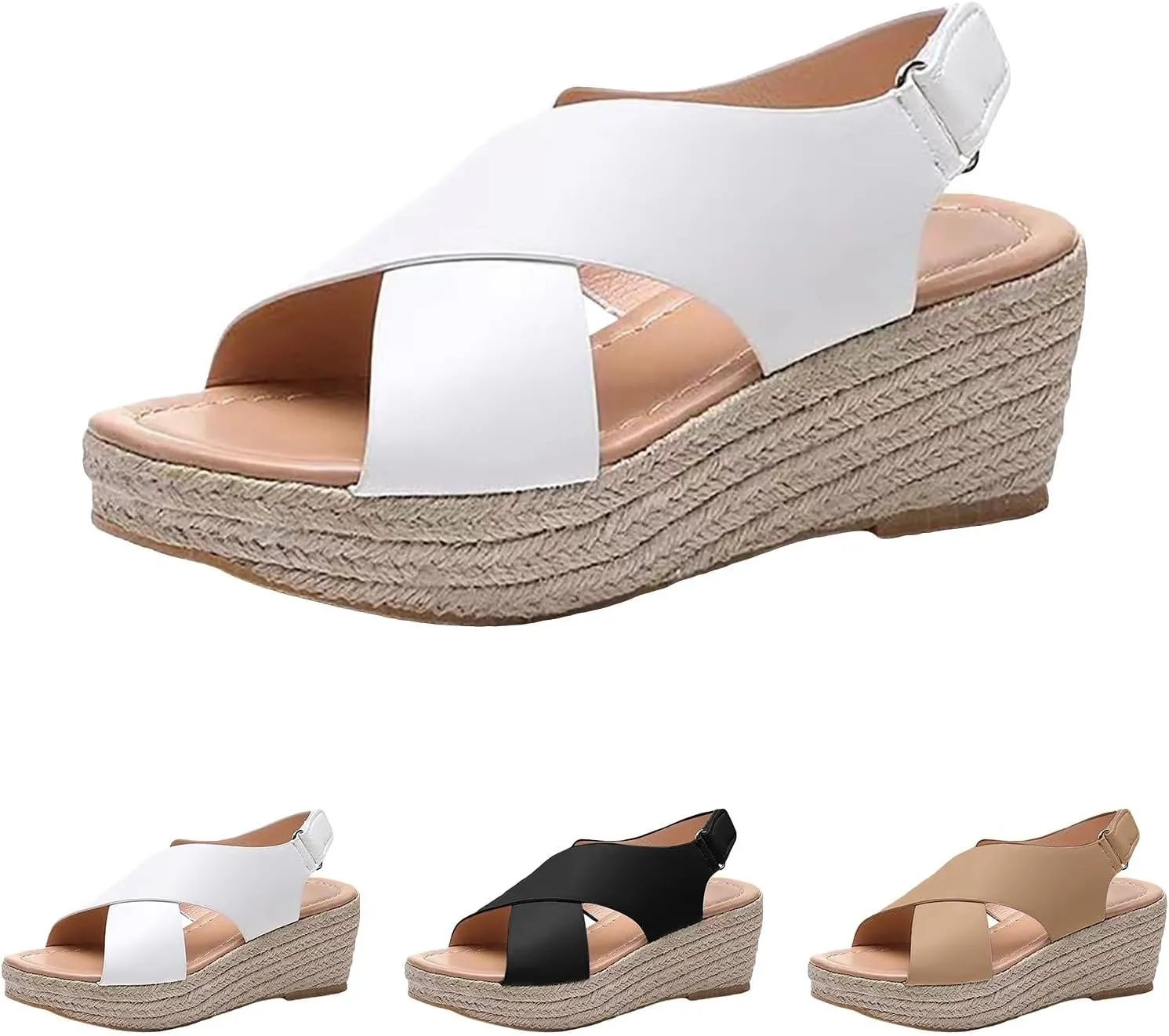 Sandals for Women Dressy, Summer Sandals for Women Strappy Platform Sandals Close Toe Wedge Shoes Comfy Sandals